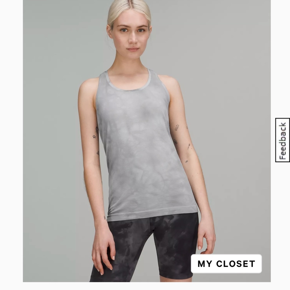 Lululemon swiftly tank 2.0 marble dye rhino grey sz 12